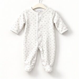 Kissy Kissy Elephant Print Footed Pajamas Newborn Ivory Pima Cotton